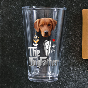 Custom Photo The Dogfather Gentlemen Print Beer Glass Personalized Gift For Dog Dad HO82 893864