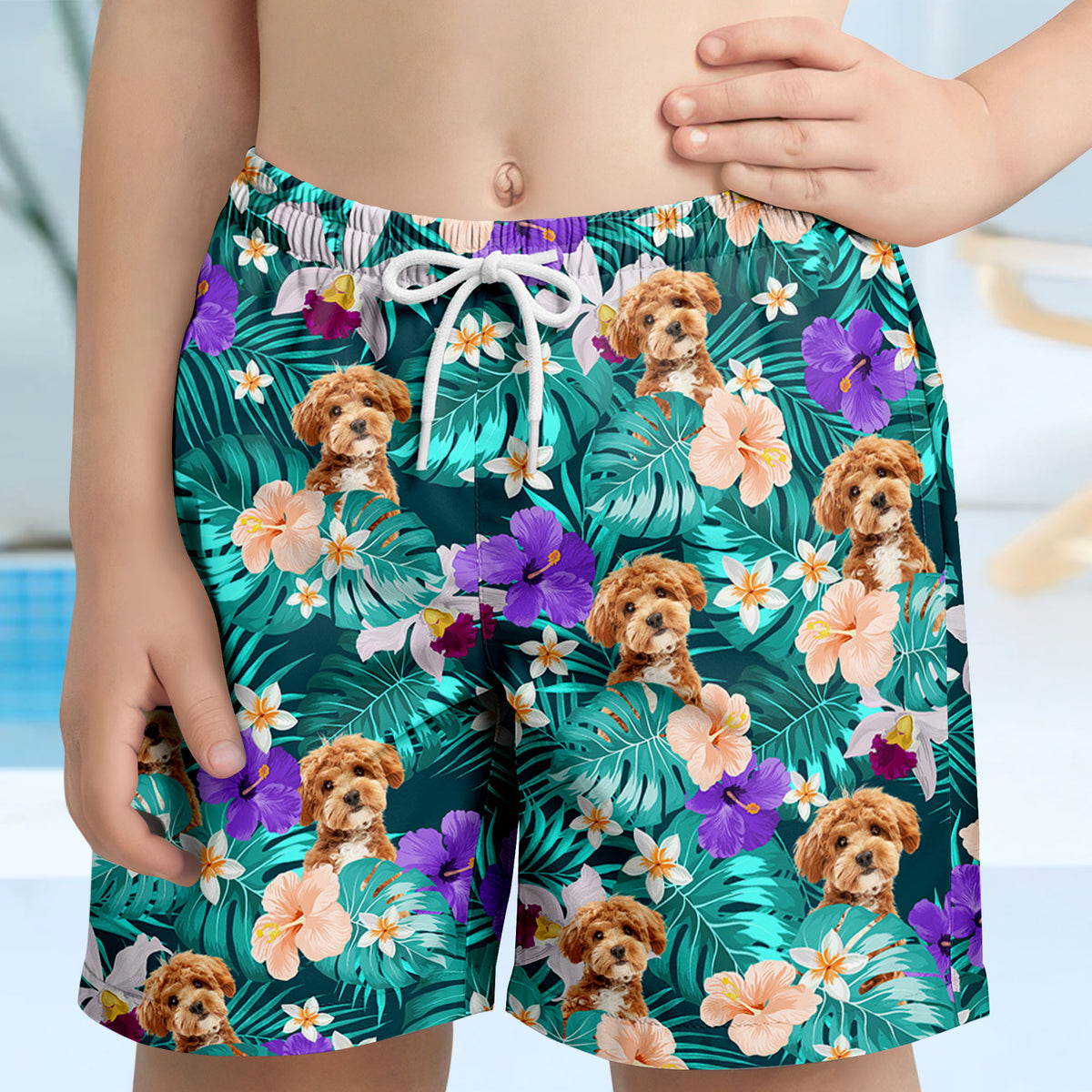 Custom Dog Photo Tropical Style Beach Short For Kid TH10 894105