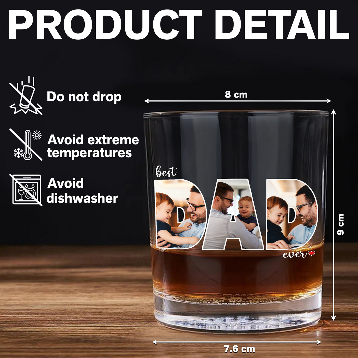 Custom Photo Best Dad Ever Whiskey Glass Father's Day Gift HA75 921284