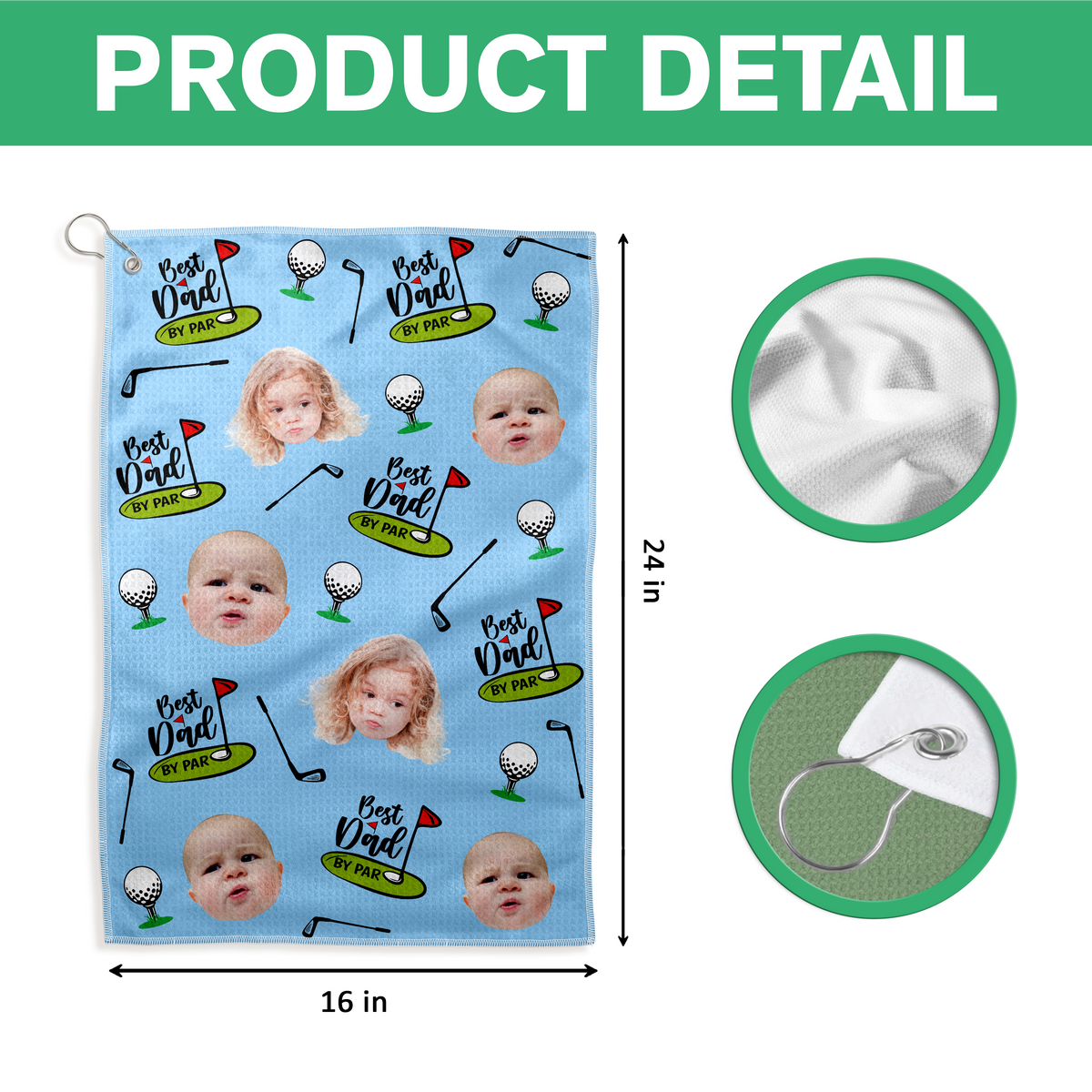 Custom Face Kid Best Dad By Par Funny Golf Towel HA75 892574