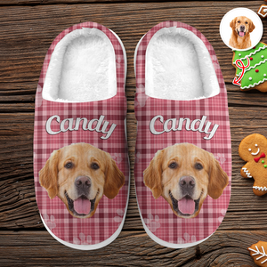 Custom Dog Photo Flannel Patten Slipper Xmas Gift For Dog Lovers CH07 896270