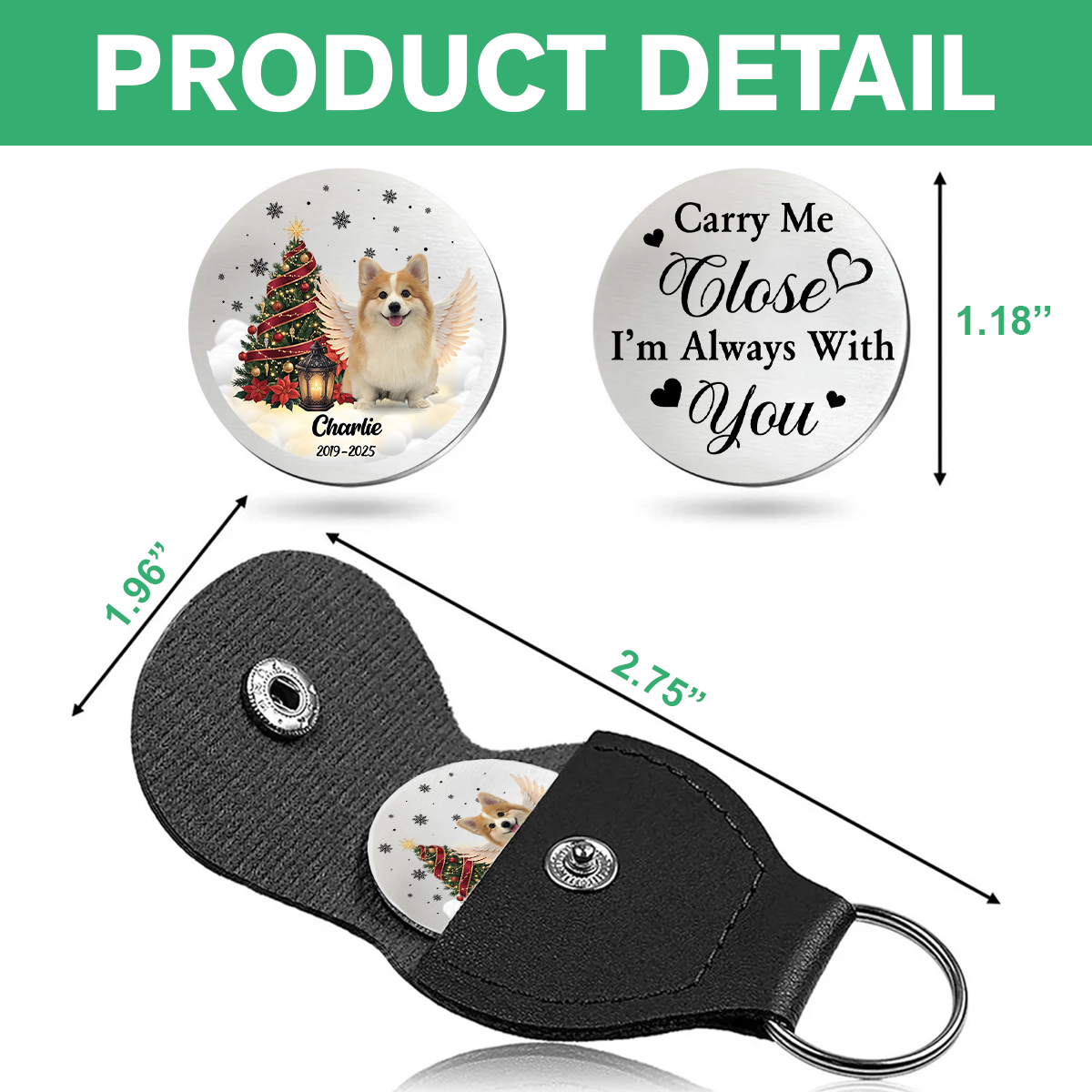 Custom Photo I Will Carry You With Me Until I See You Again Memorial Dog Pocket Hug HA75 897954