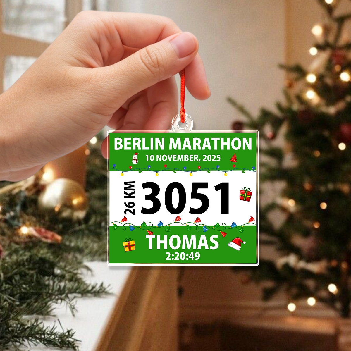 Personalized Race Bib Christmas Acrylic Ornament Gift for Marathon Lovers HO82 900644
