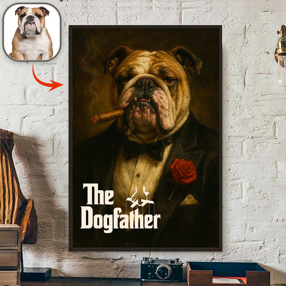 Custom Photo Dogfather Catfather Classical Style Poster Gift For Dog Cat Lovers HO82 894840