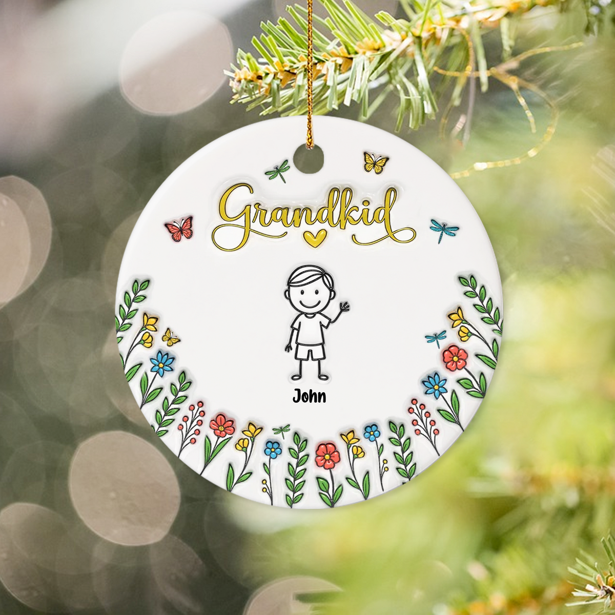 Personalized Grandkids Make Life Grand 3D Inflated Effect Ceramic Ornament For Christmas TH10 894865