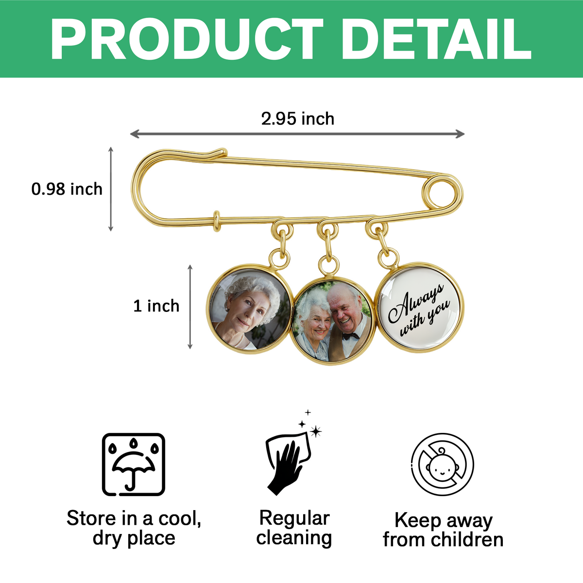 Custom Photo Always With You Memorial Boutonniere Lapel Pin TH10 896029