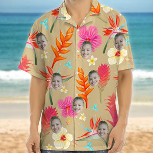 Custom Photo Tropical Flower Hawaiian Shirt For Summer Holiday Ch07 895586