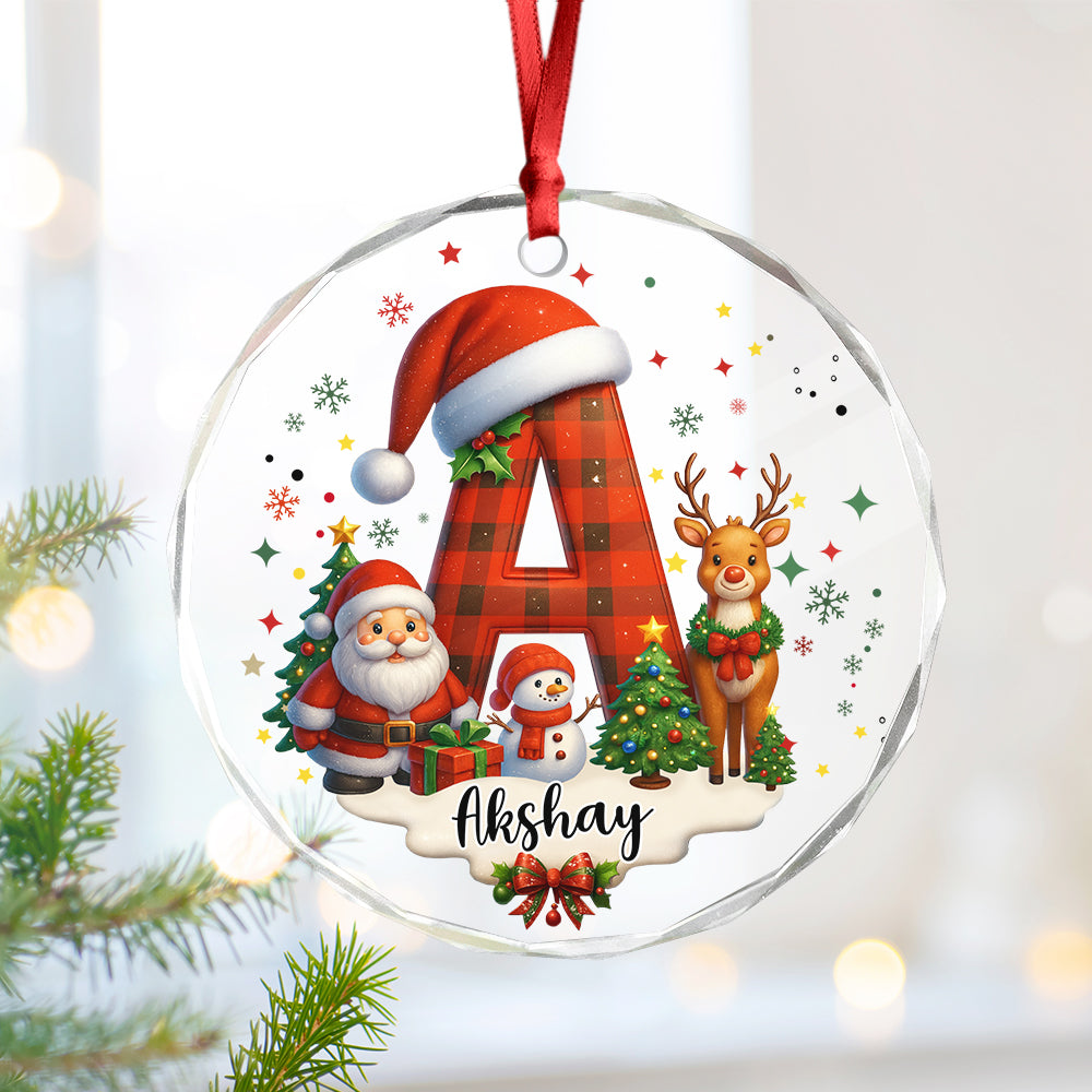 Custom Alphabet Personalized Christmas Glass Ornament HA75 897564