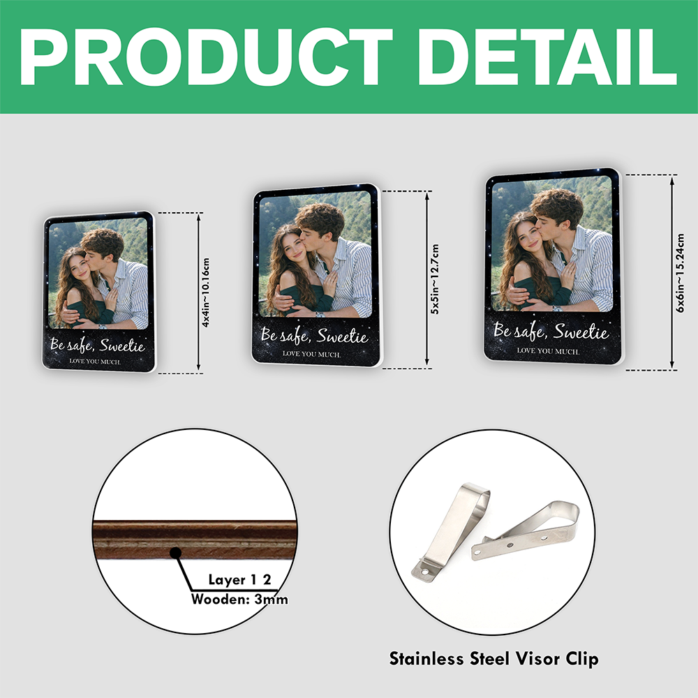 Custom Photo Get Home Safe Acrylic Car Visor Clip LM32 899841