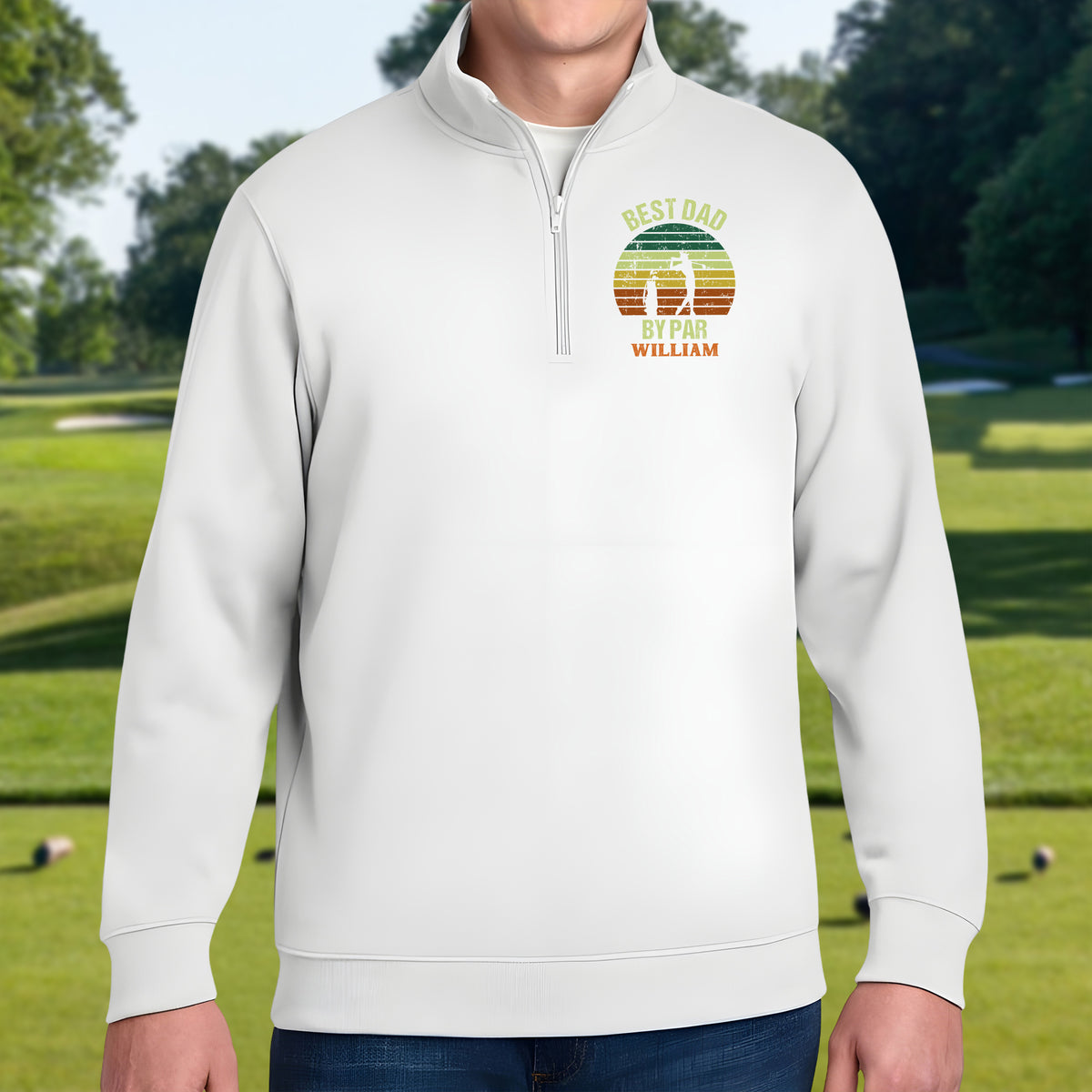 Custom Name Best Dad By Par Printed Quarter Zip Gift For Golf Lover TH10 898207