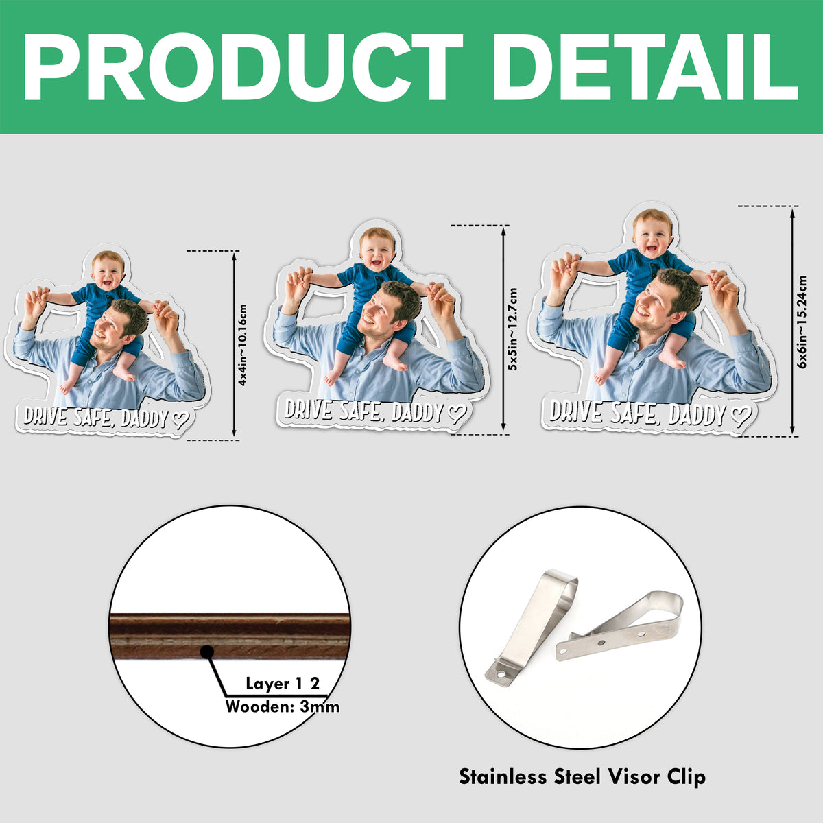 Custom Photo Drive Safe Mommy, Daddy Car Acrylic Visor Clip - Personalized Gift for Mom & Dad TH10 169507
