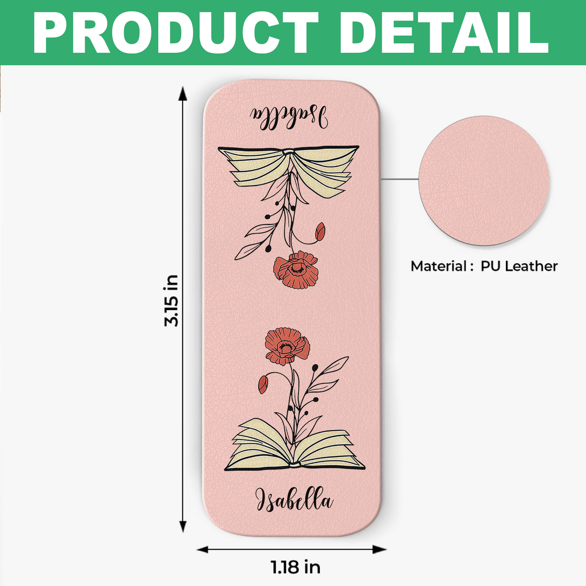 Custom Leather Birth Flower  Leather Magnetic Bookmark For Book Lovers CH07 899518