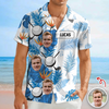 Custom Golfer Photo Tropical Leaf Pattern Hawaiian Shirt CH07 899872