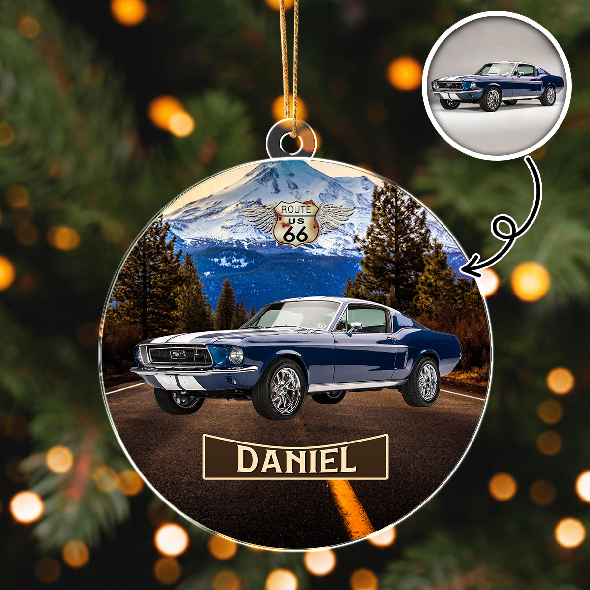 Vintage Route 66 - Personalized Car Photo Acrylic Ornament HA75 897254