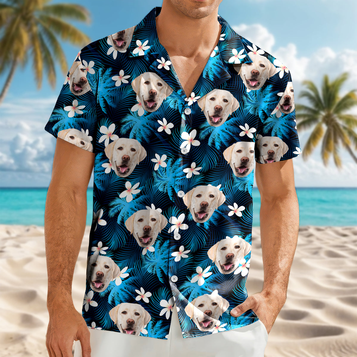 Custom Dog Cat Human Photo Tropical Summer Hawaii Shirt HA75 921122