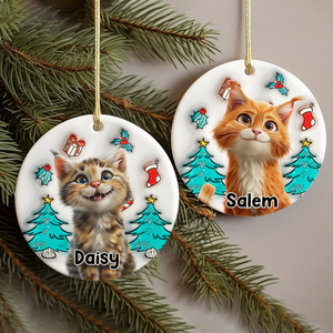 Cat Is Santa 3D Inflated Effect Ceramic Ornament Personalized Gift For Cat Lovers HO82 894682