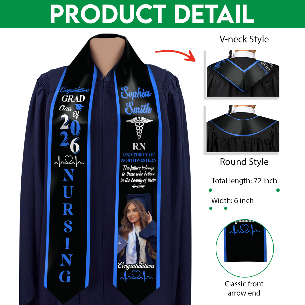Custom Photo Nurse Class of 2026 Graduation Stole Gift For Graduates HO82 901478