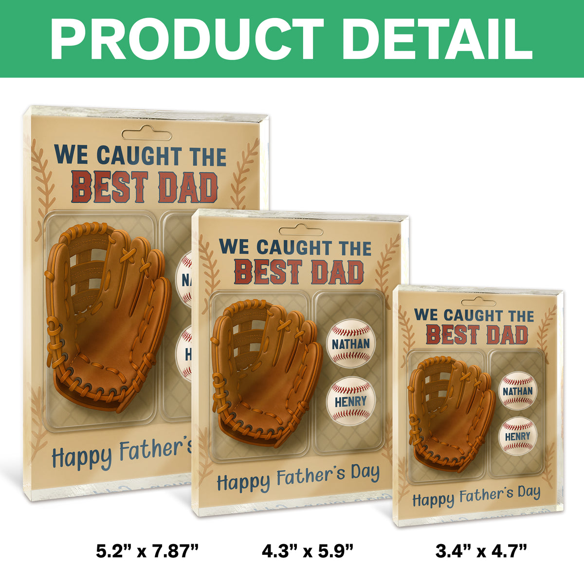 We Caught The Best Dad Grandpa Baseball & Glove Figures Style Acrylic Block Plaque Personalized Gift For Father's Day HO82 893764