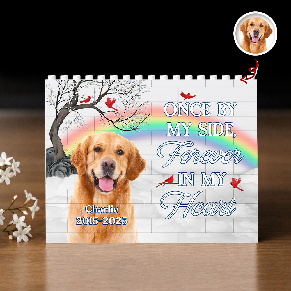 Custom Photo One By My Side Forever In My Heart Dog Cat Memorial Building Block CH07 911650