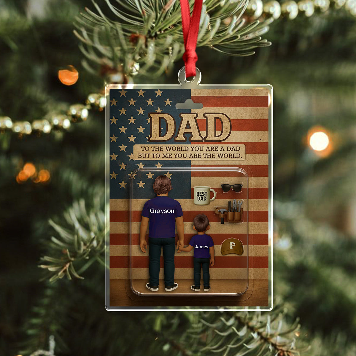 Personalized Name You Are The World Dad Family Christmas Acrylic Ornament LM32 895597