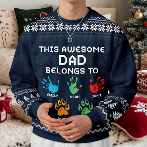 This Awesome Mom Belongs To - Personalized Ugly Sweater TH10 896295