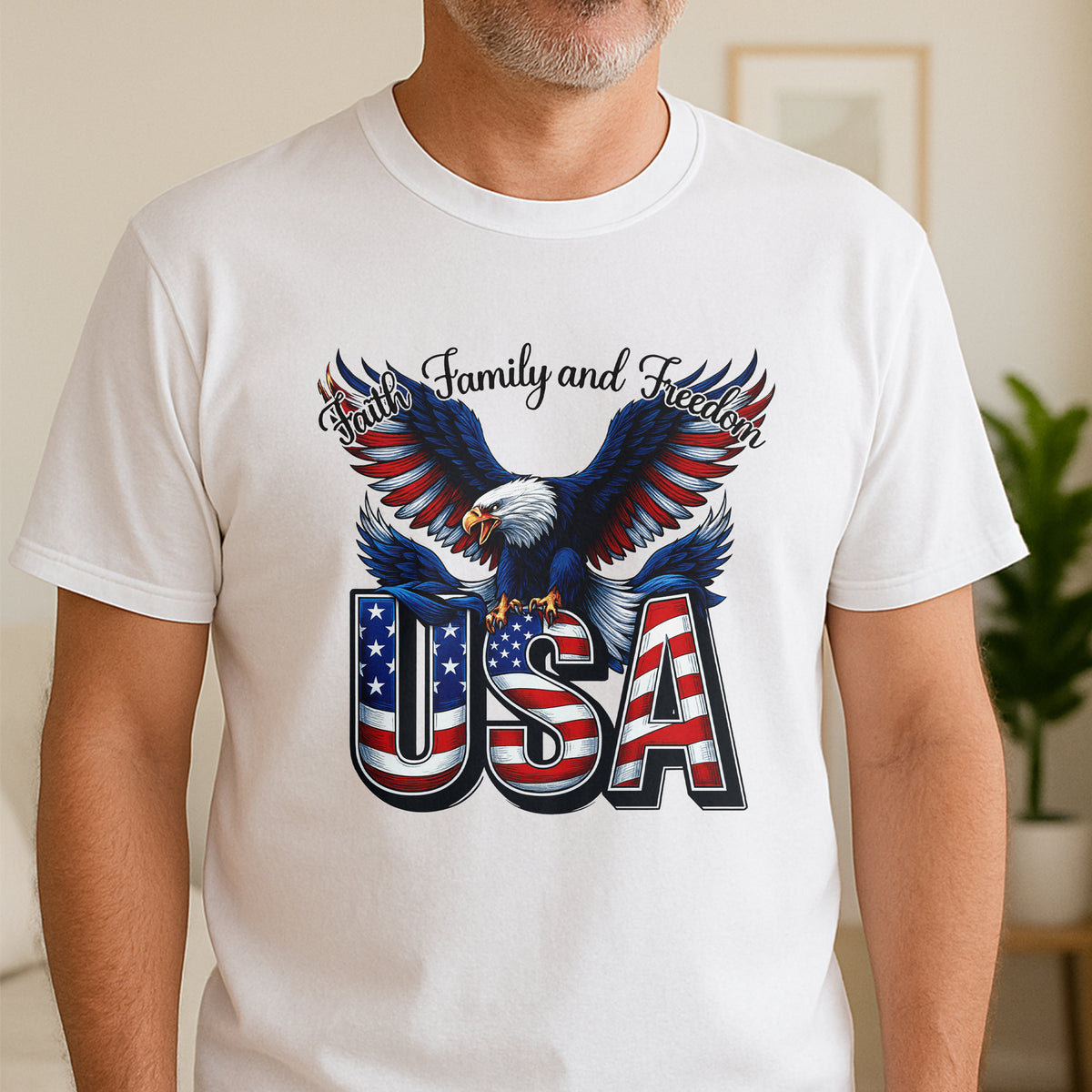 Faith, Family & Freedom America 250 Years Patriotic Bright Shirt LM32 897355
