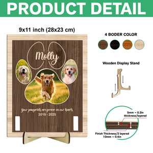 Custom Photo Your Pawprints Are Forever On Our Hearts Memorial 2-Layers Wooden Collar Frame LM32 893787