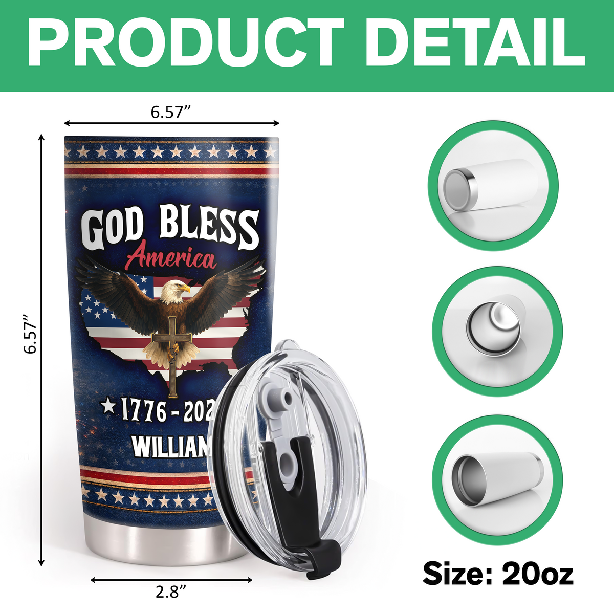 Custom Name 250 Years of Freedom America 1776–2026 Anniversary Fat Tumbler CH07 910586