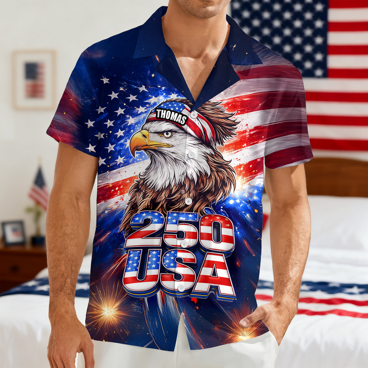 Personalized Name 250 Eagle America Patriotic Hawaii Shirt HA75 921008