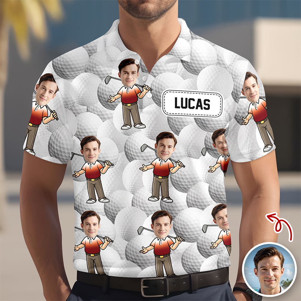 Custom Funny Face Photo Golf Polo Shirt Gift For Golfer, Golf Lovers LM32 897649
