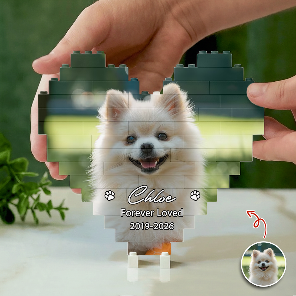 Custom Photo Forever Loved Dog Cat Memorial Building Brick Blocks TH10 898973