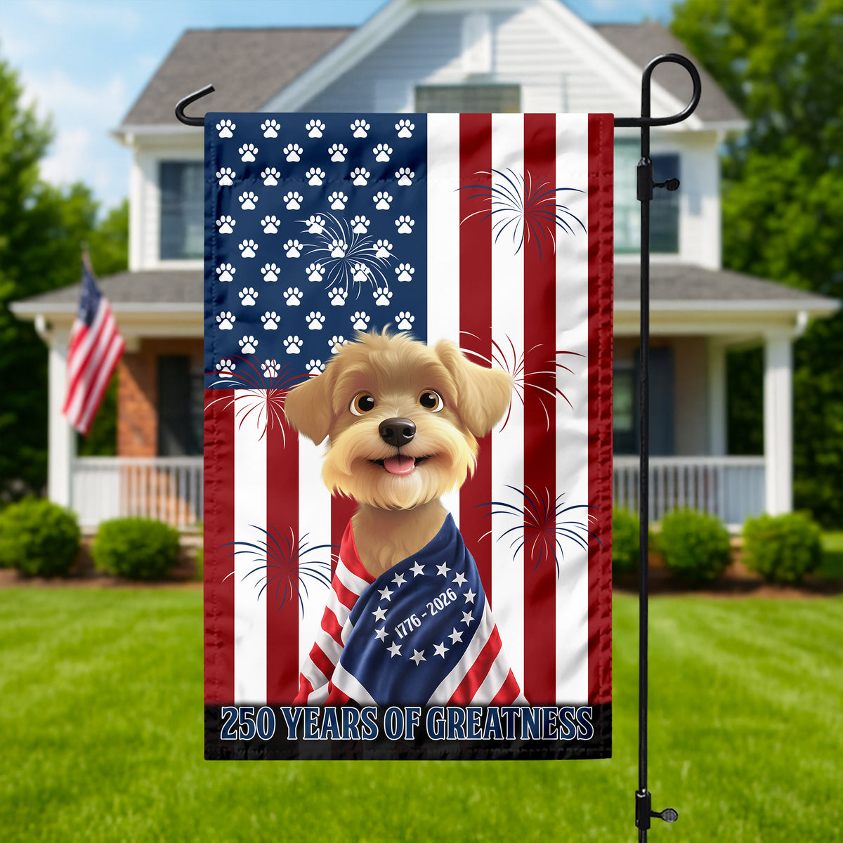 Personalized My Dog Loves America 250 Patriotic Garden Flag HA75 920214