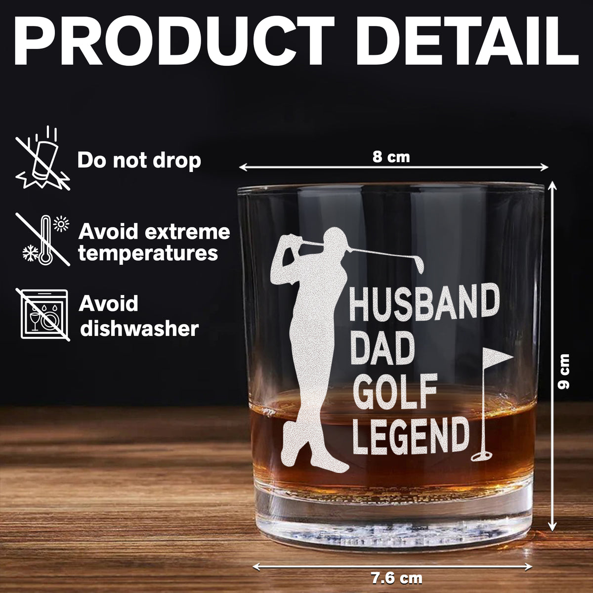 Custom Name Husband Dad Papa Golf Legend For Golfers - Personalized Engraved Whiskey Glass HO82 900908