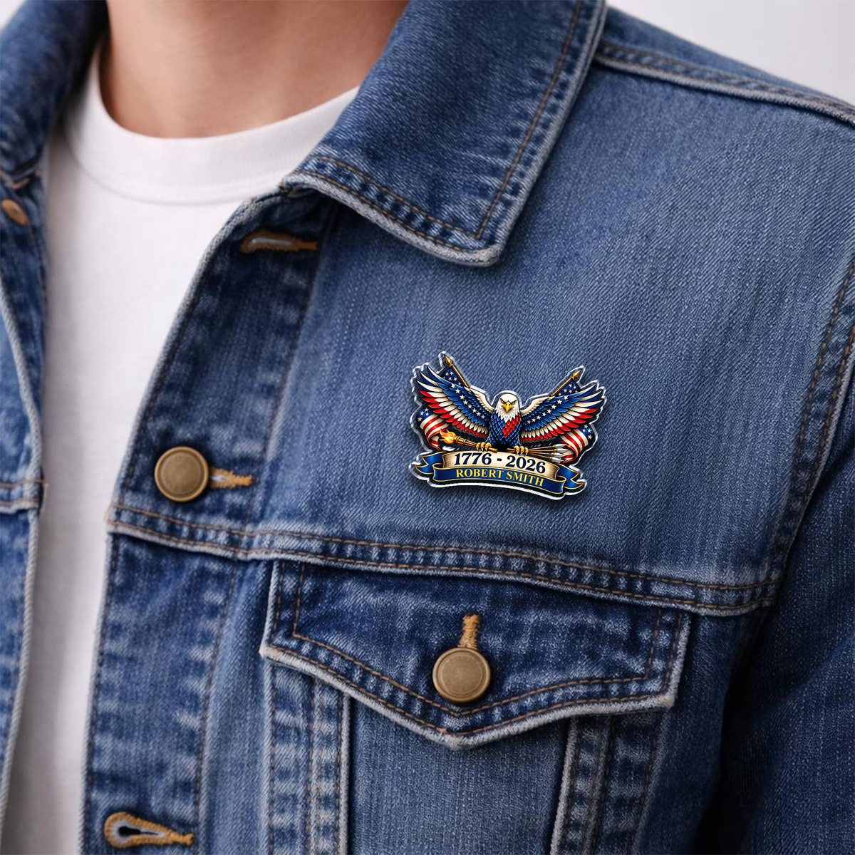 Personalized Name US 250 Patriotic Eagle 1776–2026 Acrylic Pin HO82 901868