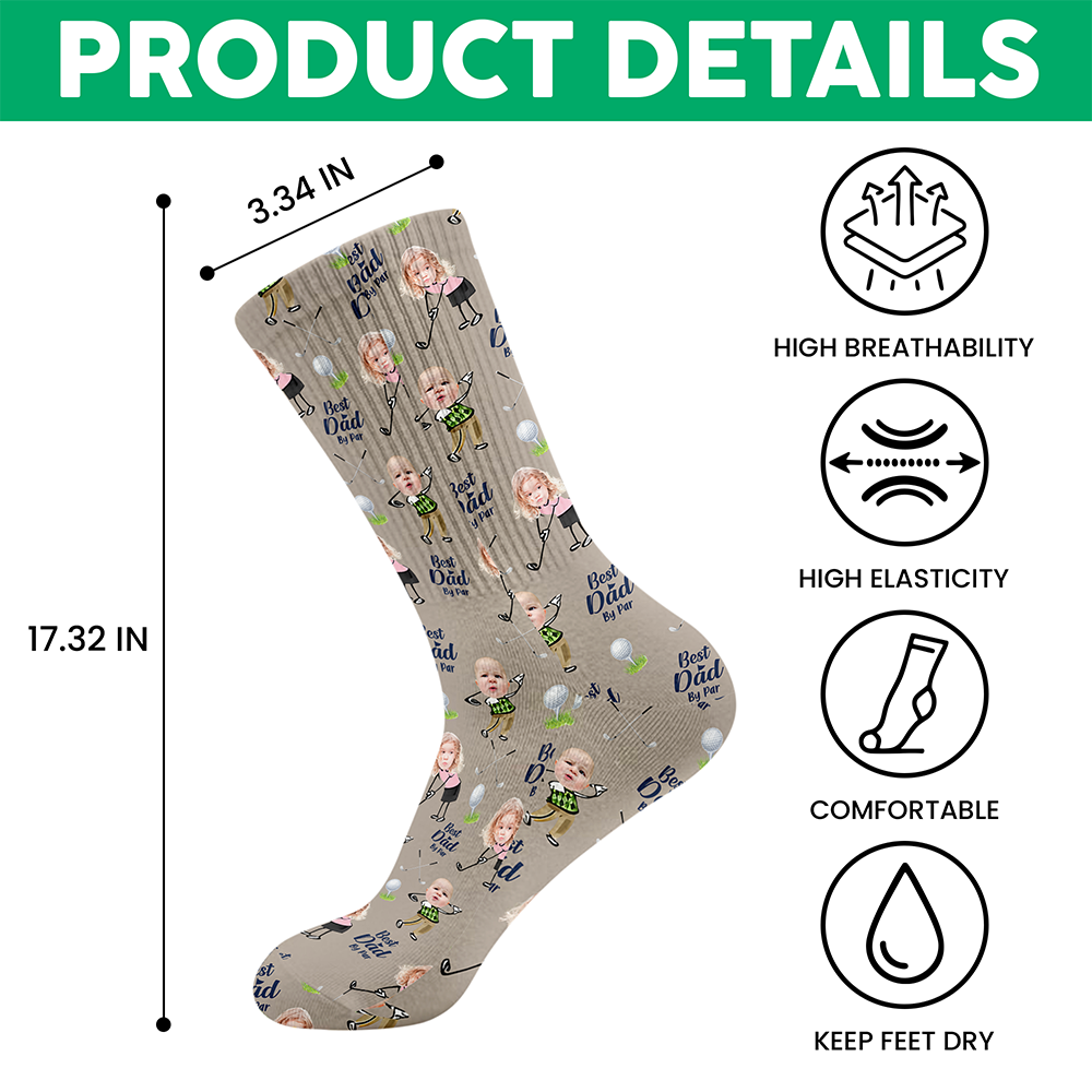 Custom Photo Best Dad By Par Socks - Personalized Gift for Golf Dad LM32 668971