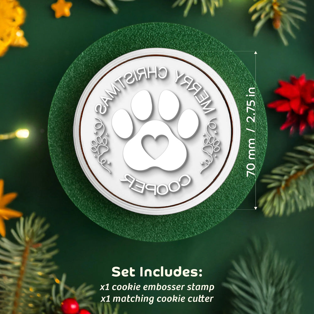 Personalized Dog Cat Name Merry Christmas, Merry Woofmas, Meowy Christmas Cookie Stamp HA75 898350