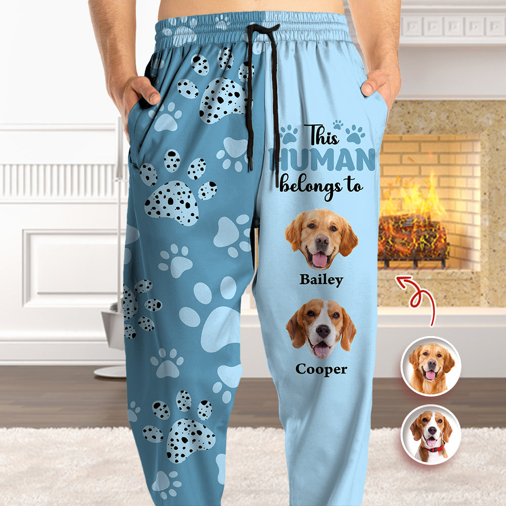 Custom Photo This Human Belongs To Dogs Sweatpants For Dog Lover HA75 897886