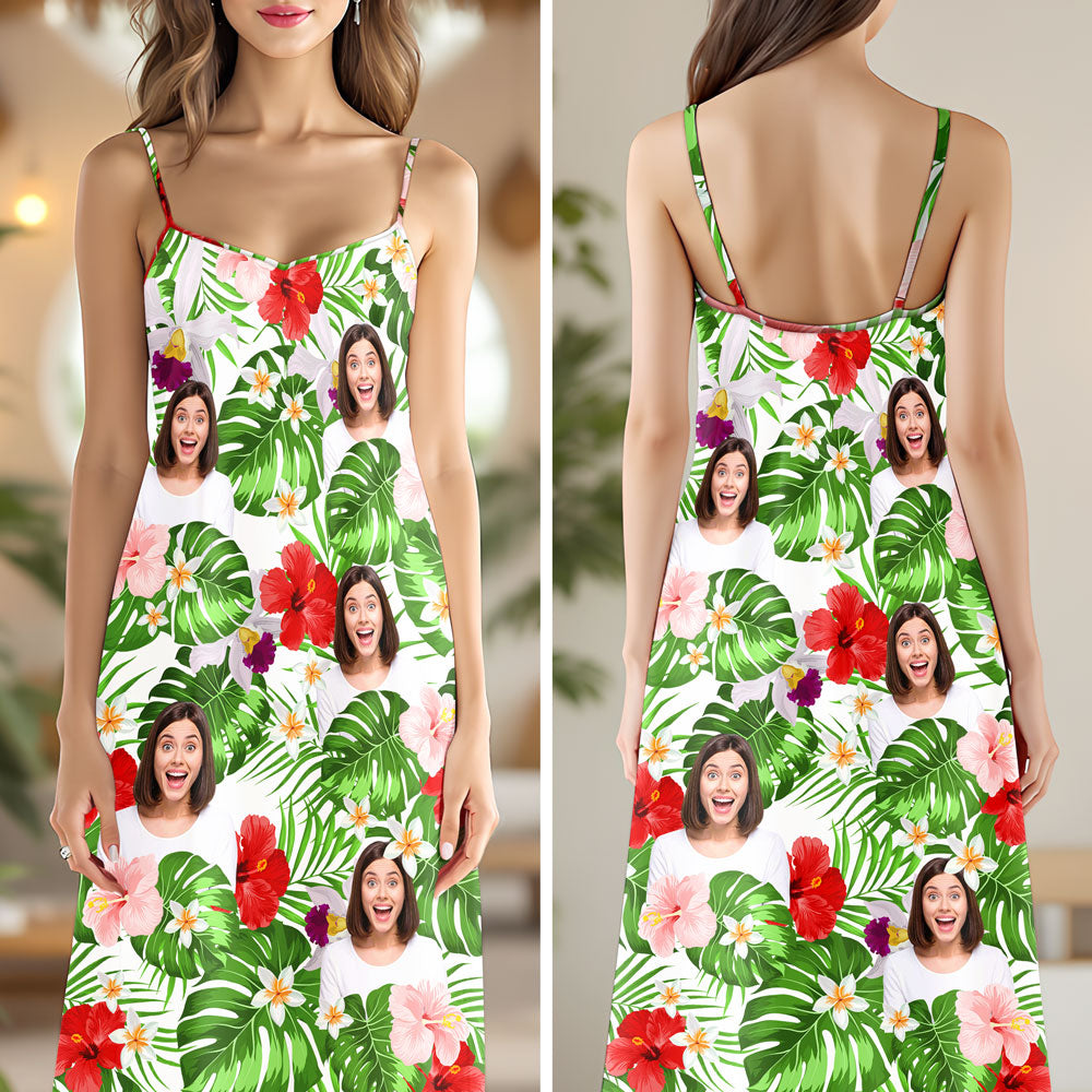 Custom Photo Women's V-Neck Cami Maxi Dress HO82 893620