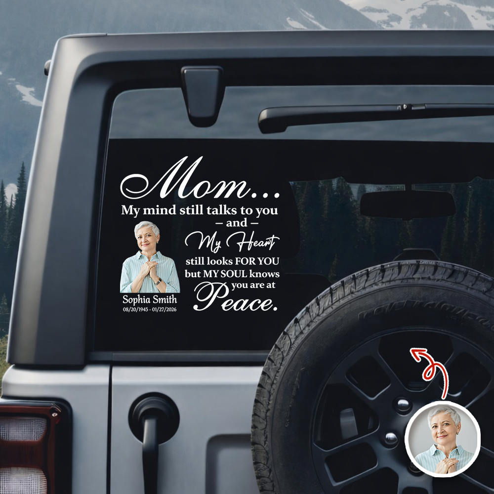 Custom Photo My Mind Still Talks to You Memorial Car Window Decal Sticker HA75 899010