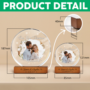 Custom Photo Our First Christmas As Mr & Mrs Couple Round Acrylic Frame Block HA75 898012