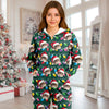 Custom Cat Face Photo With Colorful Christmas Lights Onesie Pajamas HO82 900202