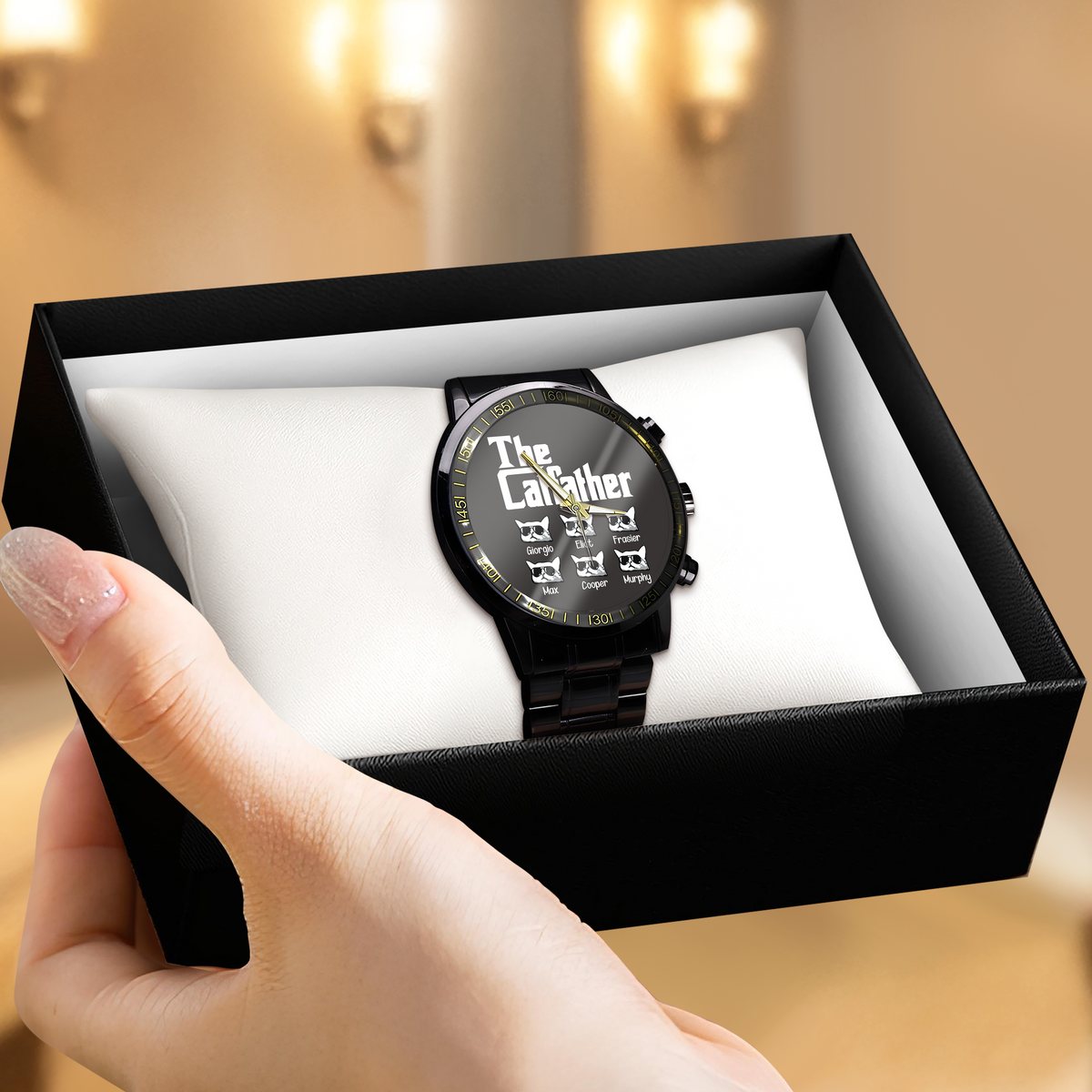 The CatFather For Cat Lovers Personalized Dad Men's Wrist Watch LM32 893523