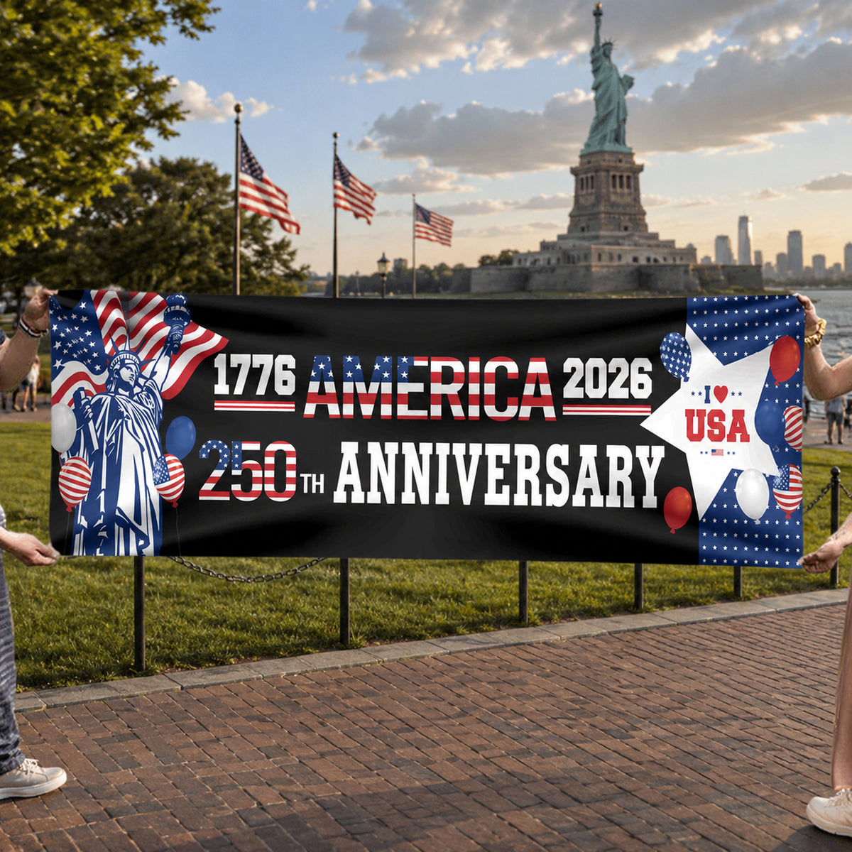 American 1776-2026 The Statue of Liberty Balloons 250th Anniversary Patriotic Party Banner HO82 902778