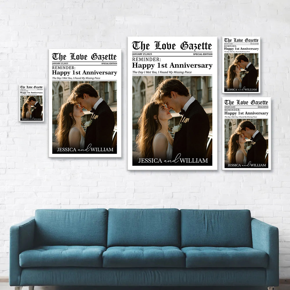 The Love Gazette Custom Couple Photo Newspaper Style Poster Canvas Anniversary Gift for Couple CH07 896484