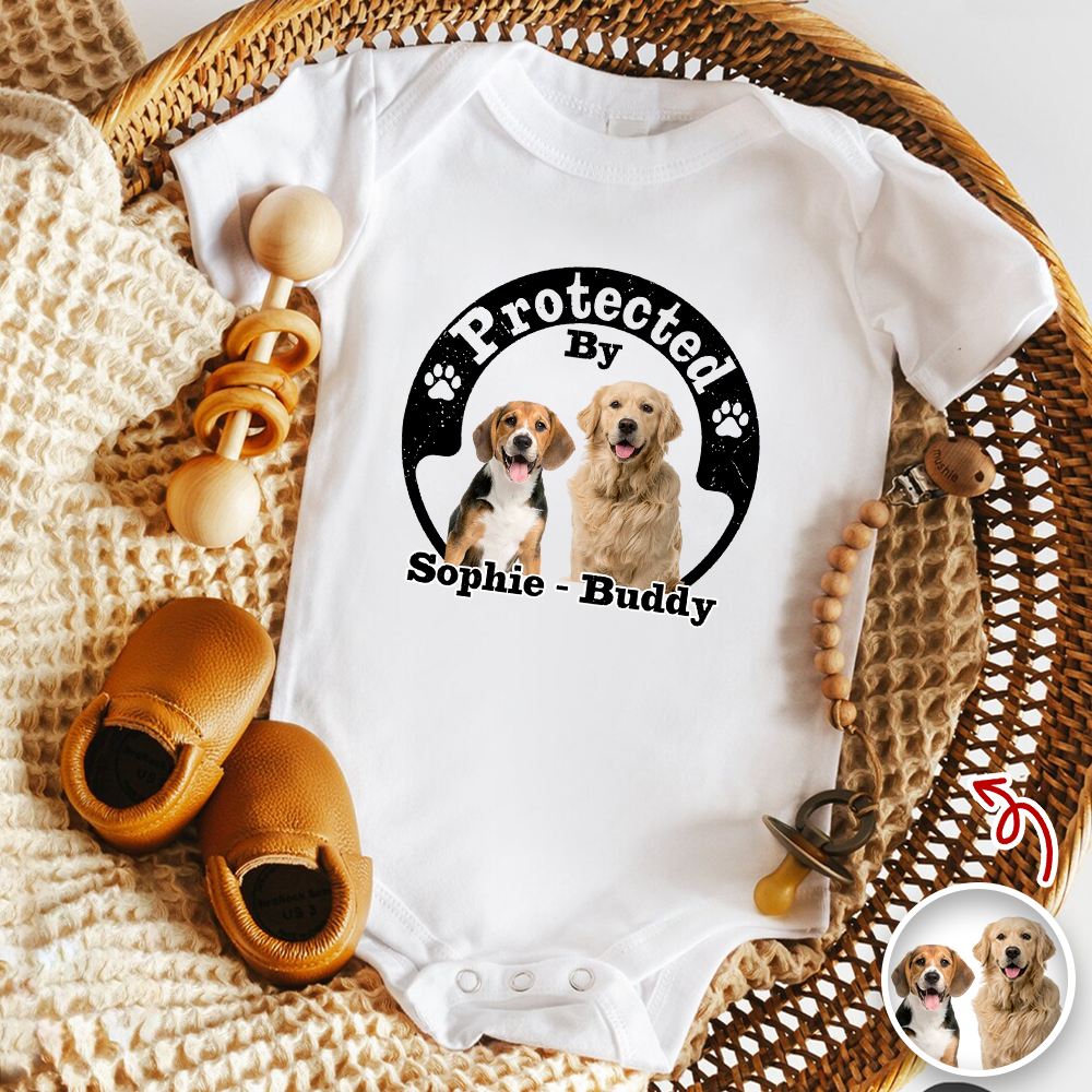 Protected By Human Dog Photo Ver 2 - Personalized Baby Onesie LM32 895019