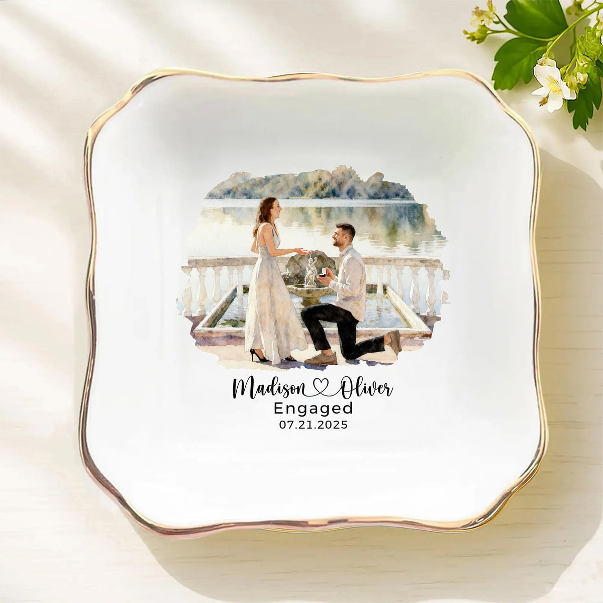 Custom Proposal Portrait Ring Dish Engagement Gift For Couple HO82 901020