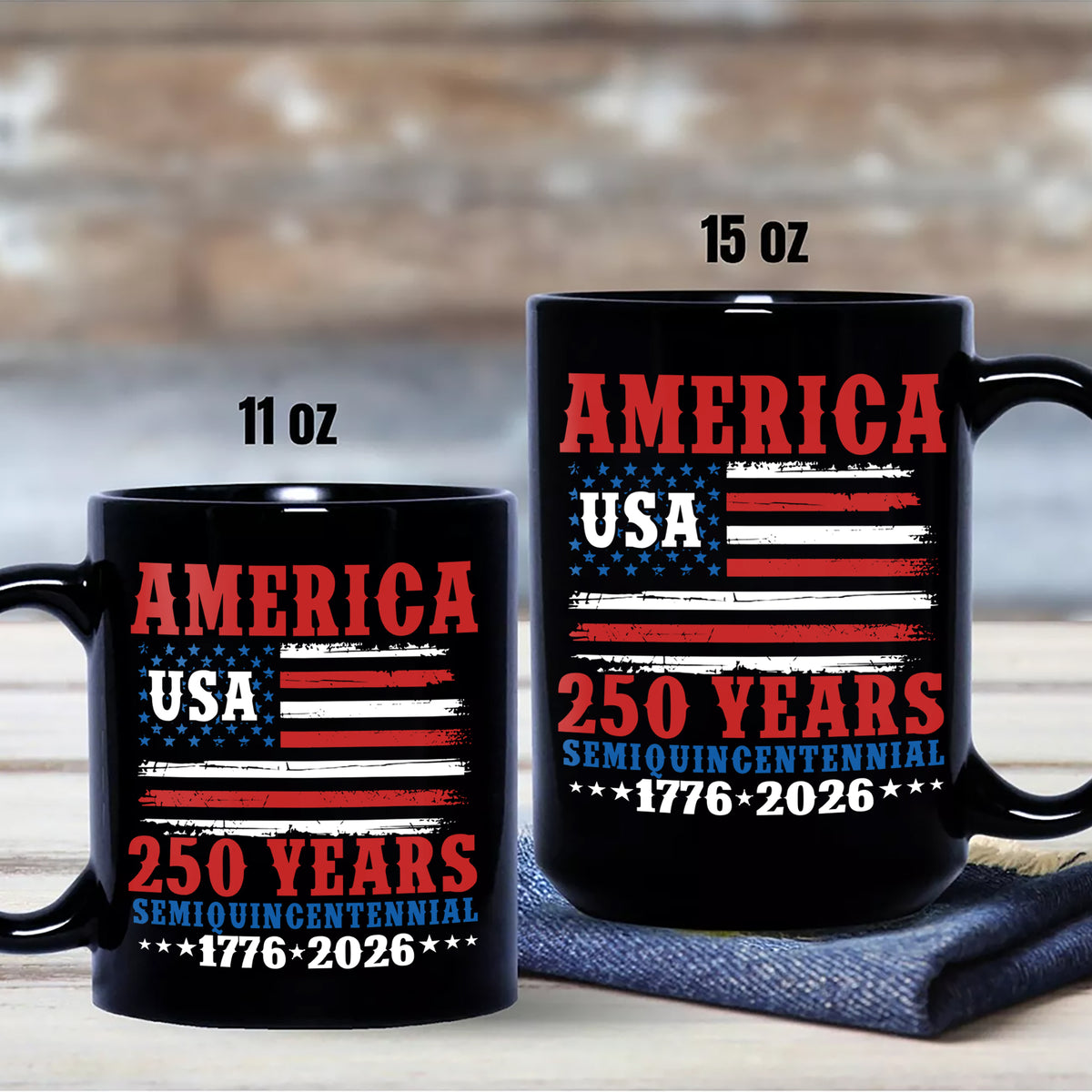 America 250 Years Semiquincentennial Black Mug TH10 894669