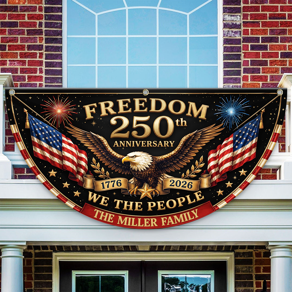 Freedom 250th Anniversary Non-Pleated Fan Flag, USA 1776-2026 Patriotic Decor LM32 669257