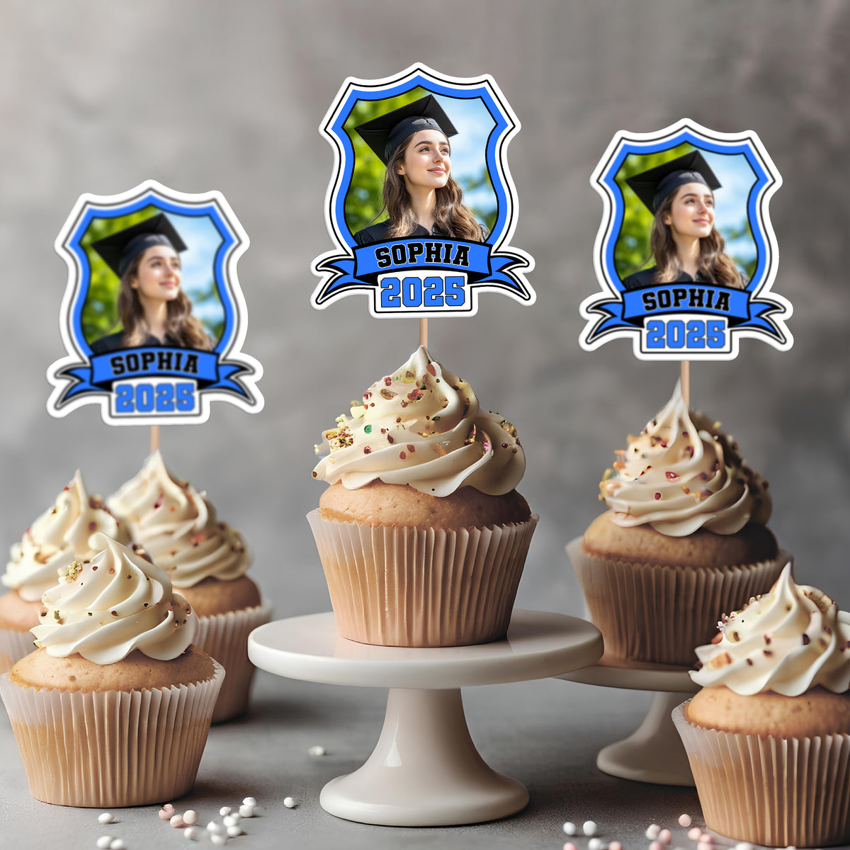 Custom Photo Class of 2025 Cupcake Toppers Graduation Party Decor Gift CH07 895334