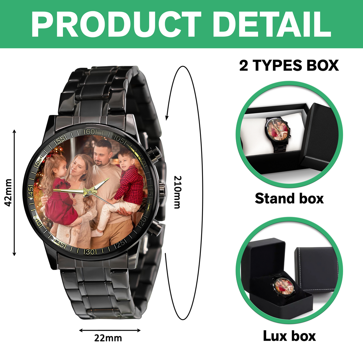 Custom Family Photo Men's Wrist Watch Christmas Gift For Dad, Grandpa HA75 892960